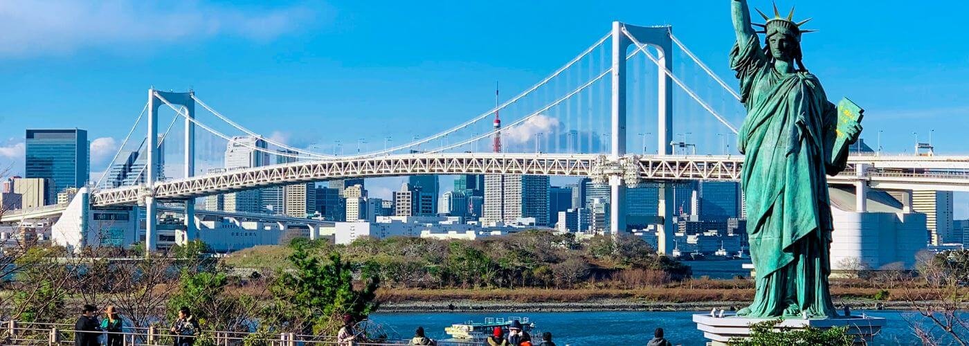 Odaiba Island In Tokyo (with The Replica Of The Statue Of Liberty)